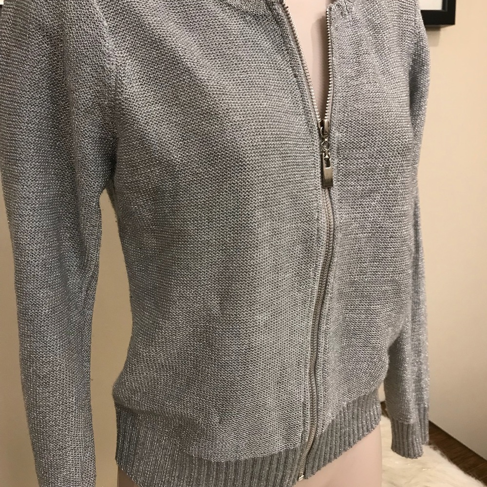 Sparkling Silver Blouse Jacket Cardigan